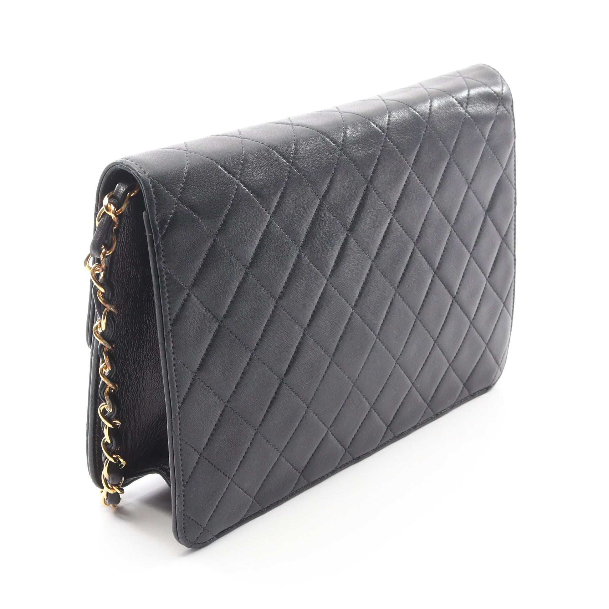 マトラッセ チェーンショルダーバッグ ラムスキン ブラック ゴールド金具 シャネル バッグ CHANEL