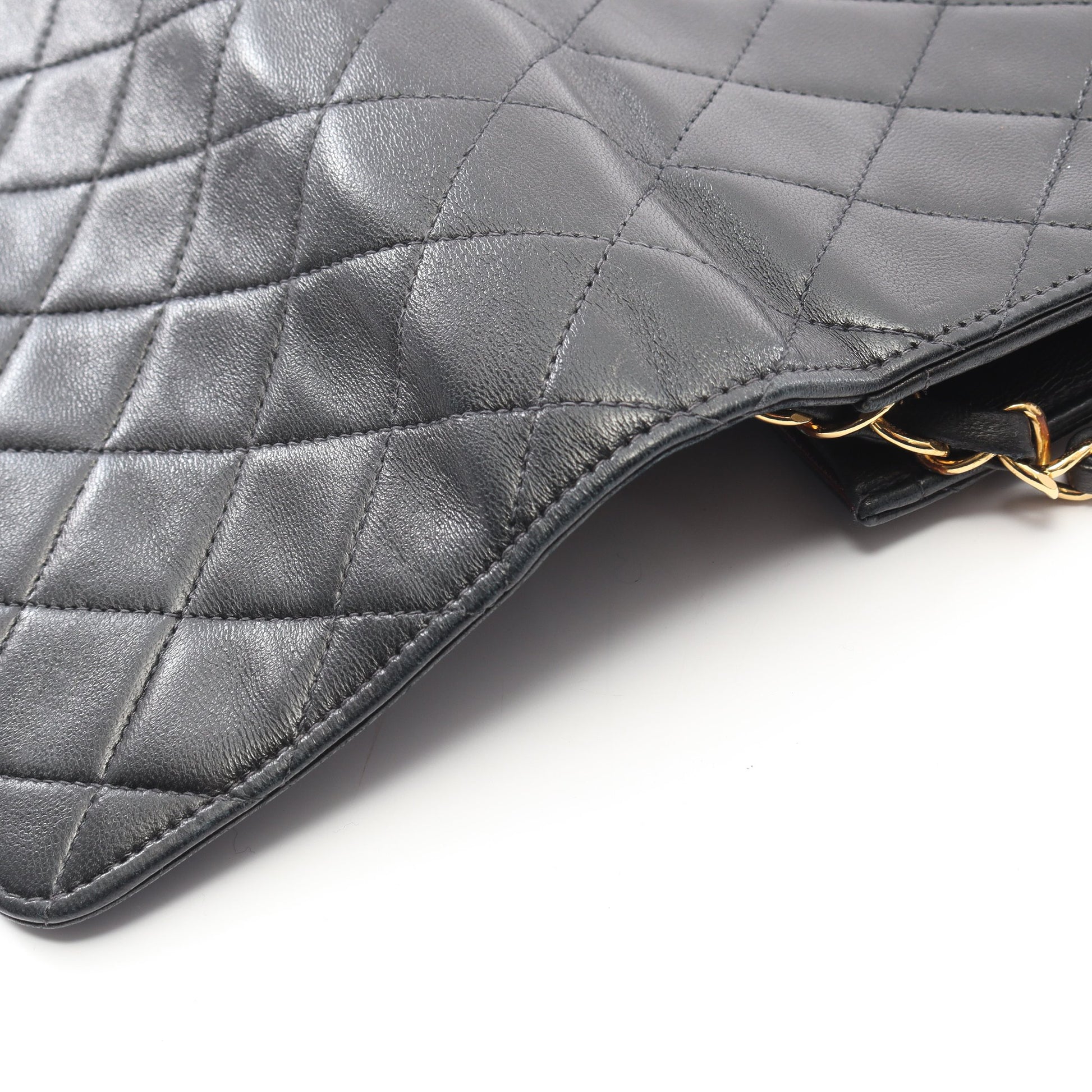 マトラッセ チェーンショルダーバッグ ラムスキン ブラック ゴールド金具 シャネル バッグ CHANEL
