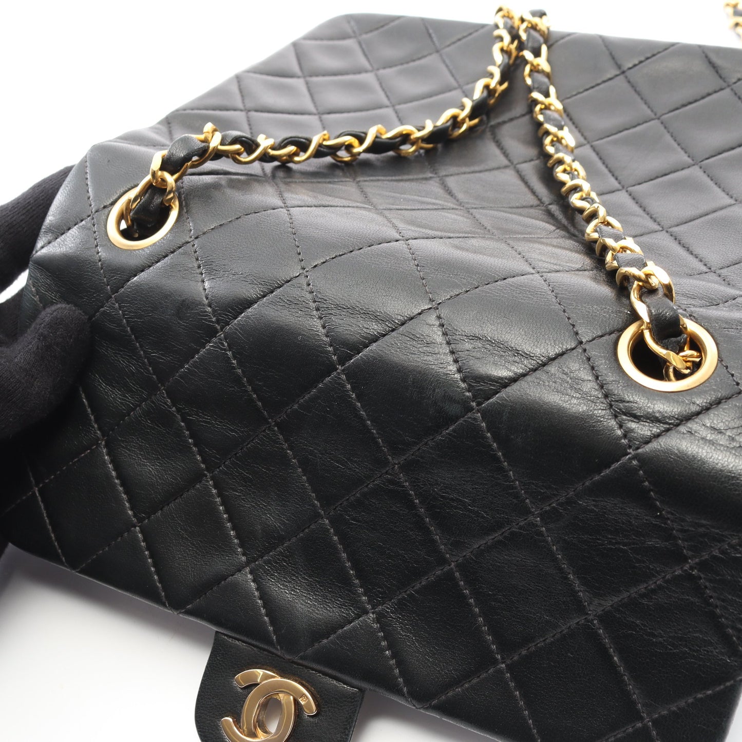 ミニマトラッセ20 チェーンショルダーバッグ ラムスキン ブラック ゴールド金具 ヴィンテージ シャネル バッグ CHANEL