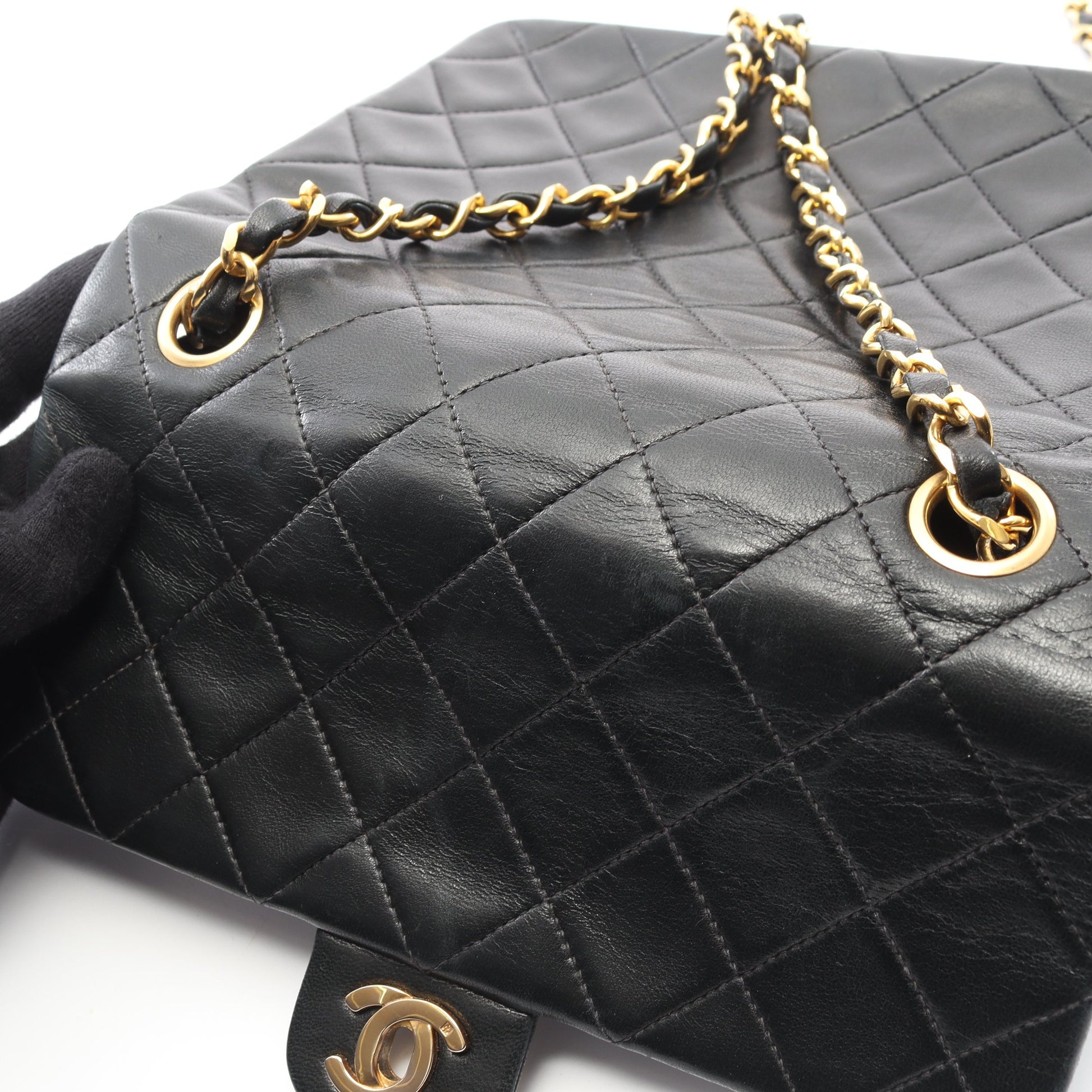 ミニマトラッセ20 チェーンショルダーバッグ ラムスキン ブラック ゴールド金具 ヴィンテージ シャネル バッグ CHANEL