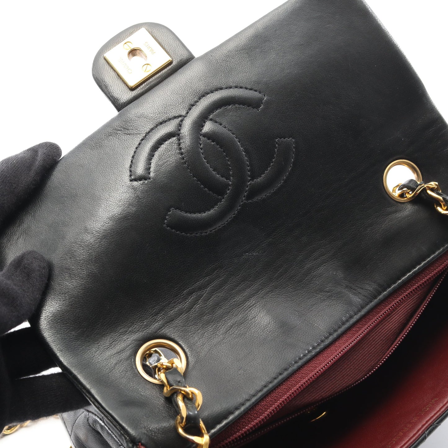 ミニマトラッセ20 チェーンショルダーバッグ ラムスキン ブラック ゴールド金具 ヴィンテージ シャネル バッグ CHANEL