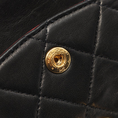 マトラッセ Wフラップ Wチェーンショルダーバッグ ラムスキン ブラック ゴールド金具 シャネル バッグ CHANEL