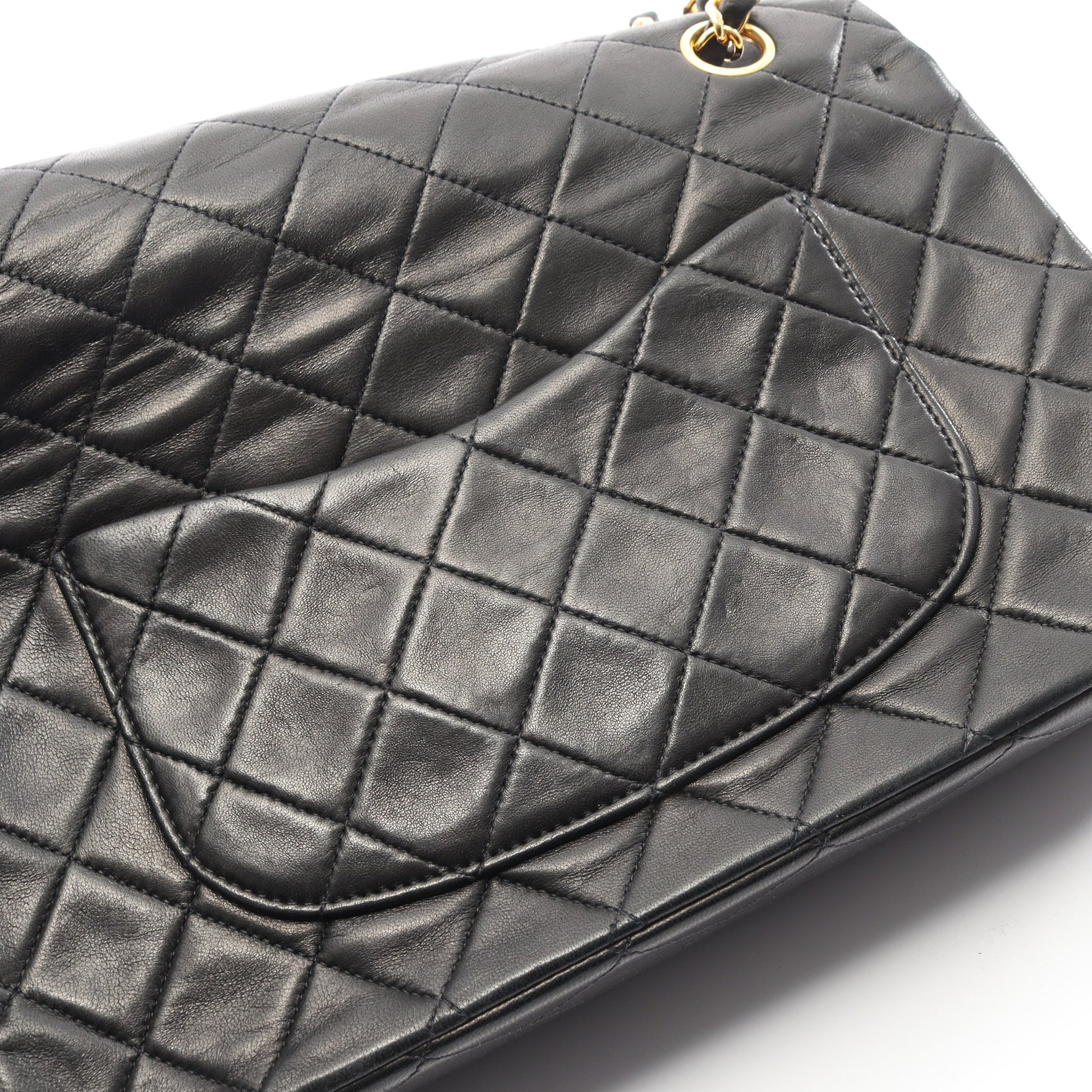 マトラッセ Wフラップ Wチェーンショルダーバッグ ラムスキン ブラック ゴールド金具 シャネル バッグ CHANEL