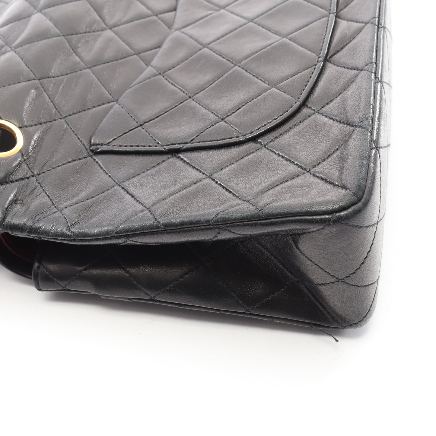 マトラッセ Wフラップ Wチェーンショルダーバッグ ラムスキン ブラック ゴールド金具 シャネル バッグ CHANEL