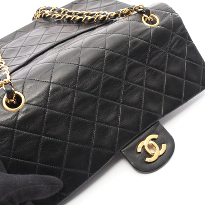 マトラッセ Wフラップ Wチェーンショルダーバッグ ラムスキン ブラック ゴールド金具 シャネル バッグ CHANEL