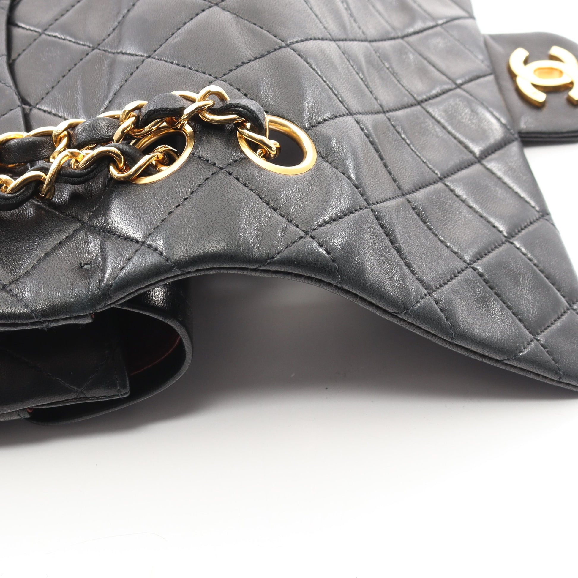 マトラッセ Wフラップ Wチェーンショルダーバッグ ラムスキン ブラック ゴールド金具 シャネル バッグ CHANEL