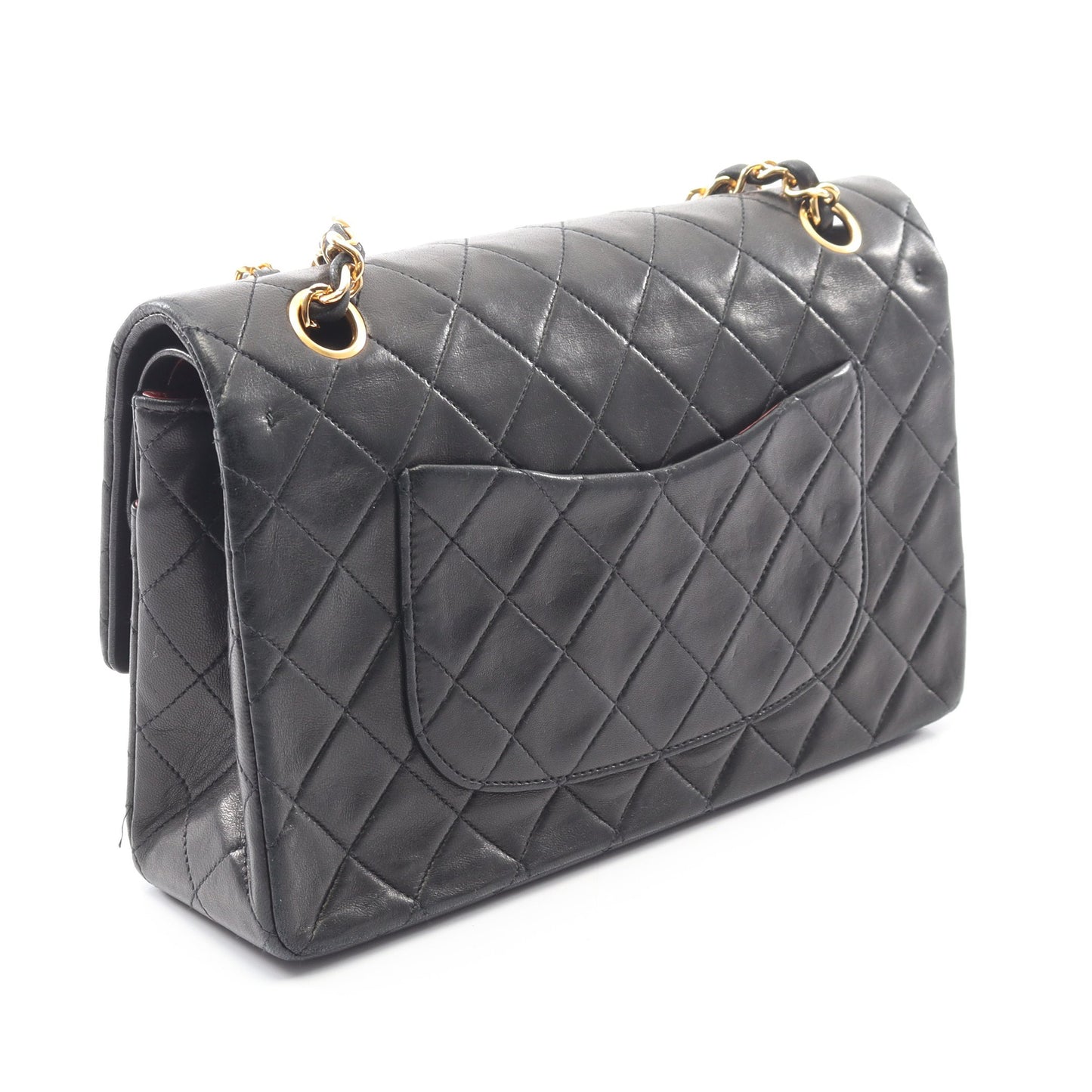 マトラッセ Wフラップ Wチェーンショルダーバッグ ラムスキン ブラック ゴールド金具 シャネル バッグ CHANEL