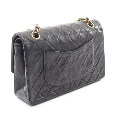 マトラッセ Wフラップ Wチェーンショルダーバッグ ラムスキン ブラック ゴールド金具 シャネル バッグ CHANEL