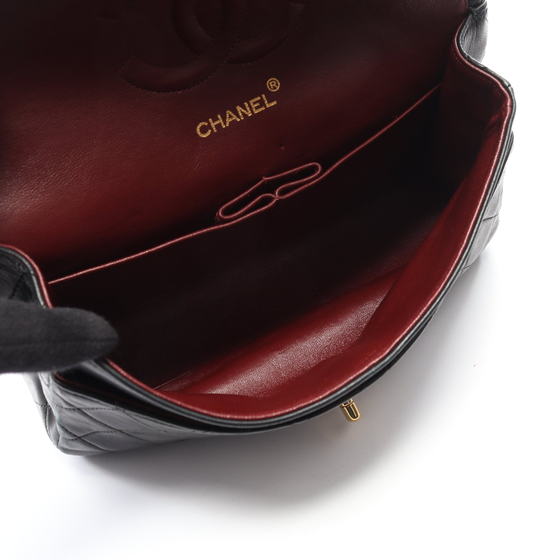 マトラッセ Wフラップ Wチェーンショルダーバッグ ラムスキン ブラック ゴールド金具 ヴィンテージ シャネル バッグ CHANEL
