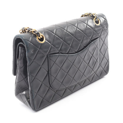 マトラッセ Wフラップ Wチェーンショルダーバッグ ラムスキン ブラック ゴールド金具 ヴィンテージ シャネル バッグ CHANEL