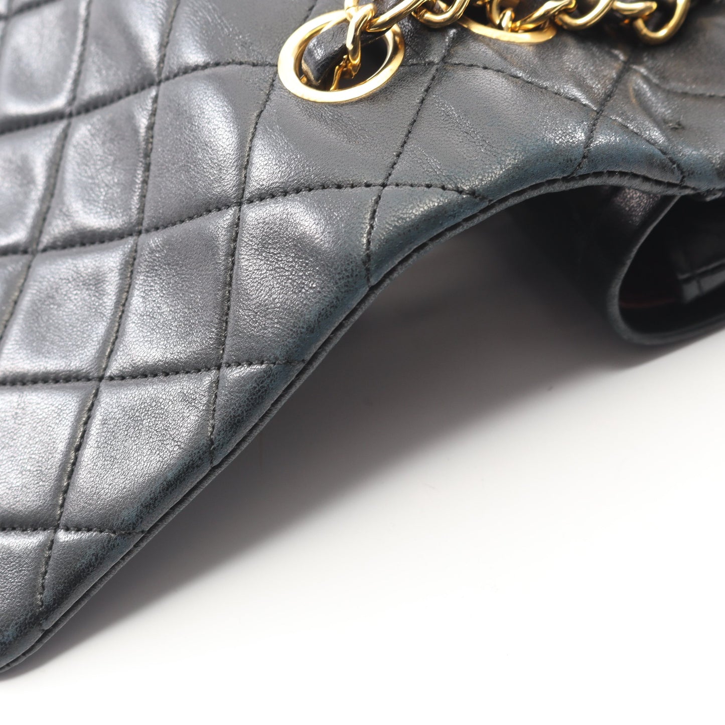 マトラッセ Wフラップ Wチェーンショルダーバッグ ラムスキン ブラック ゴールド金具 ヴィンテージ シャネル バッグ CHANEL