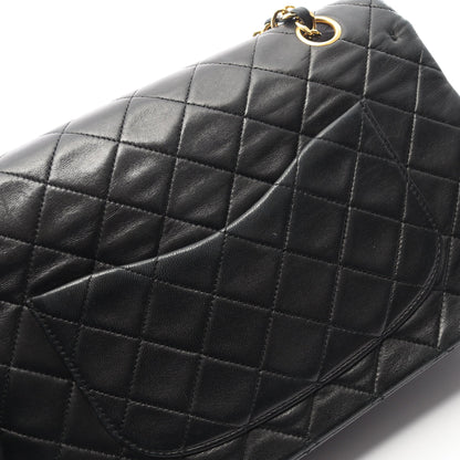 マトラッセ Wフラップ Wチェーンショルダーバッグ ラムスキン ブラック ゴールド金具 ヴィンテージ シャネル バッグ CHANEL