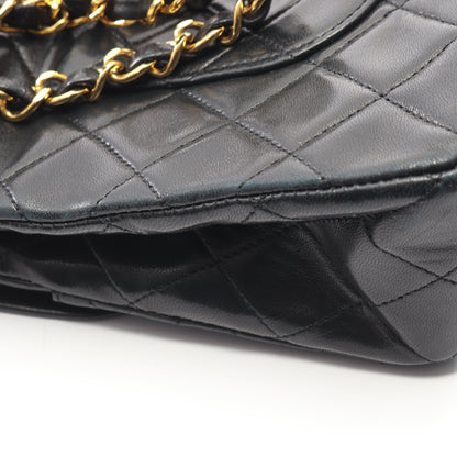 マトラッセ Wフラップ Wチェーンショルダーバッグ ラムスキン ブラック ゴールド金具 ヴィンテージ シャネル バッグ CHANEL