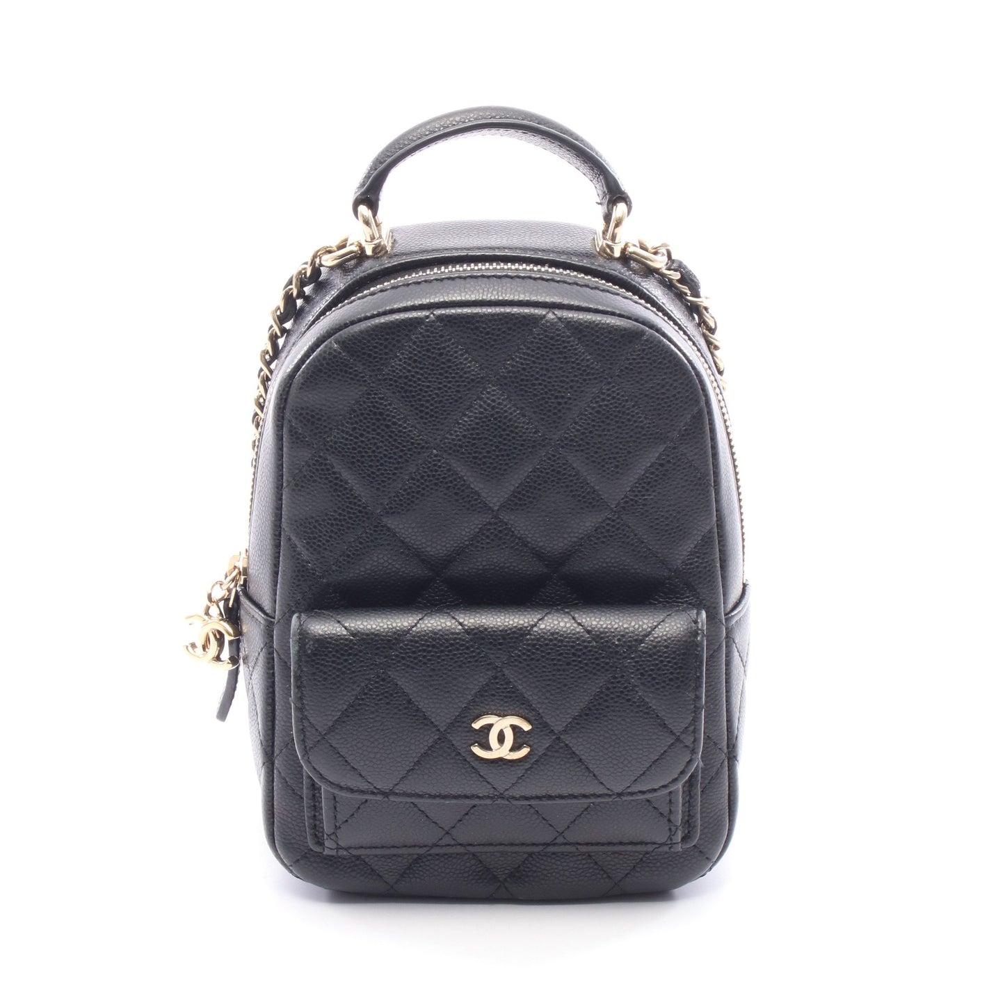 マトラッセ ミニリュック キャビアスキン ブラック ゴールド金具 シャネル バッグ CHANEL
