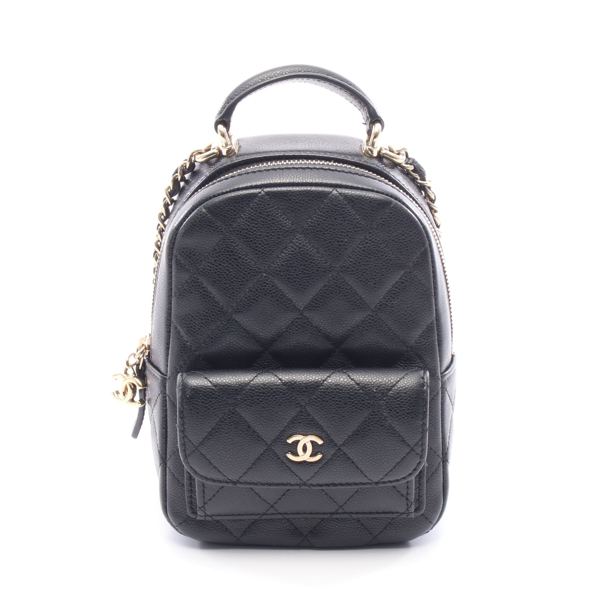 マトラッセ ミニリュック キャビアスキン ブラック ゴールド金具 シャネル バッグ CHANEL
