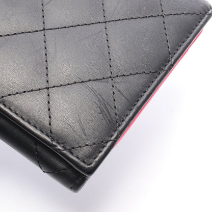 カンボンライン 二つ折り長財布 Wホック財布 レザー エナメルレザー ブラック シルバー金具 シャネル 財布・小物 CHANEL