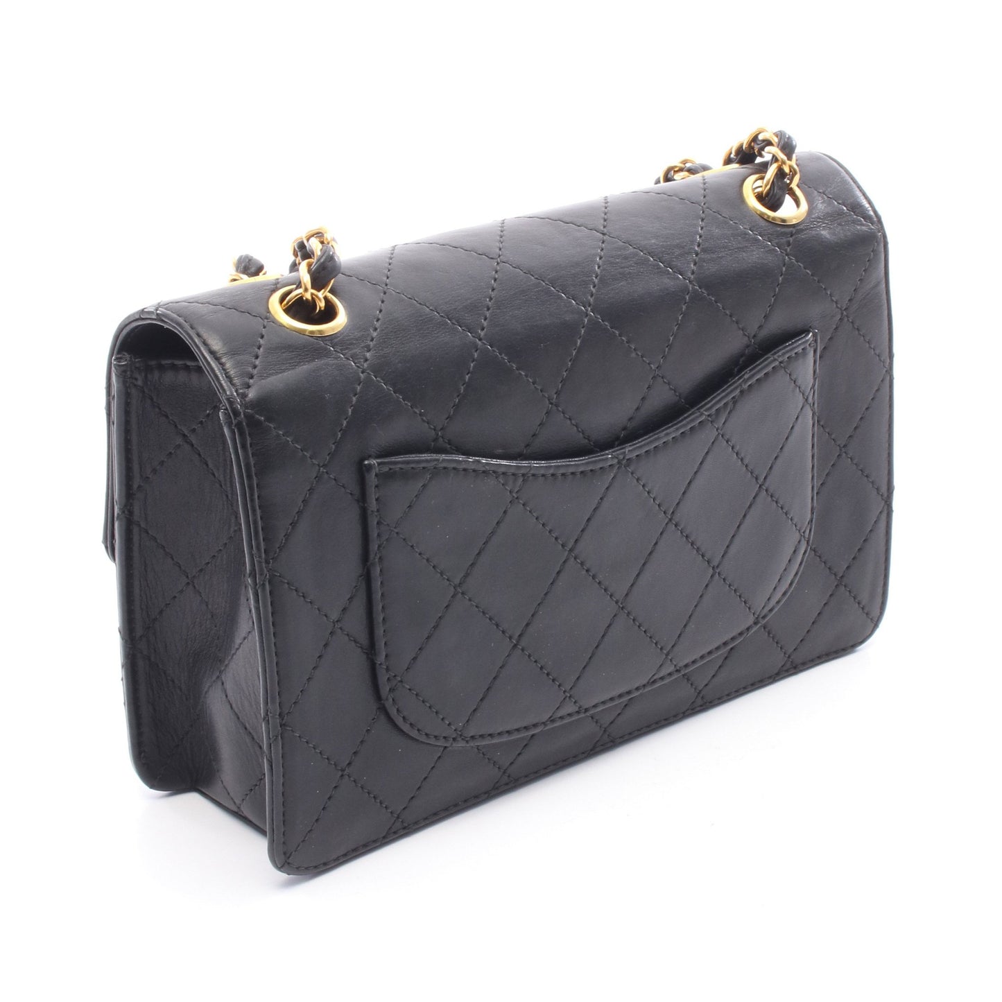 マトラッセ シングルフラップ Wチェーンショルダーバッグ ラムスキン ブラック ゴールド金具 シャネル バッグ CHANEL