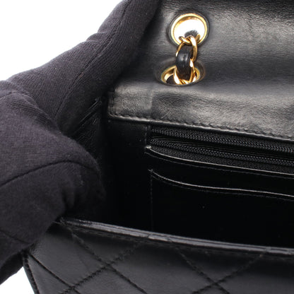 マトラッセ シングルフラップ Wチェーンショルダーバッグ ラムスキン ブラック ゴールド金具 シャネル バッグ CHANEL
