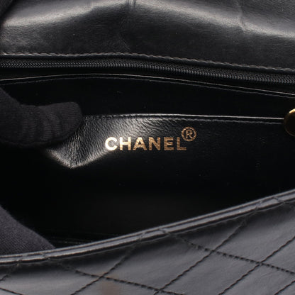 マトラッセ シングルフラップ Wチェーンショルダーバッグ ラムスキン ブラック ゴールド金具 シャネル バッグ CHANEL