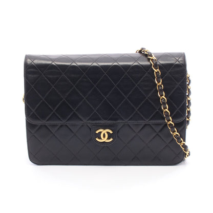 マトラッセ チェーンショルダーバッグ ラムスキン ブラック ゴールド金具 プッシュロック シャネル バッグ CHANEL