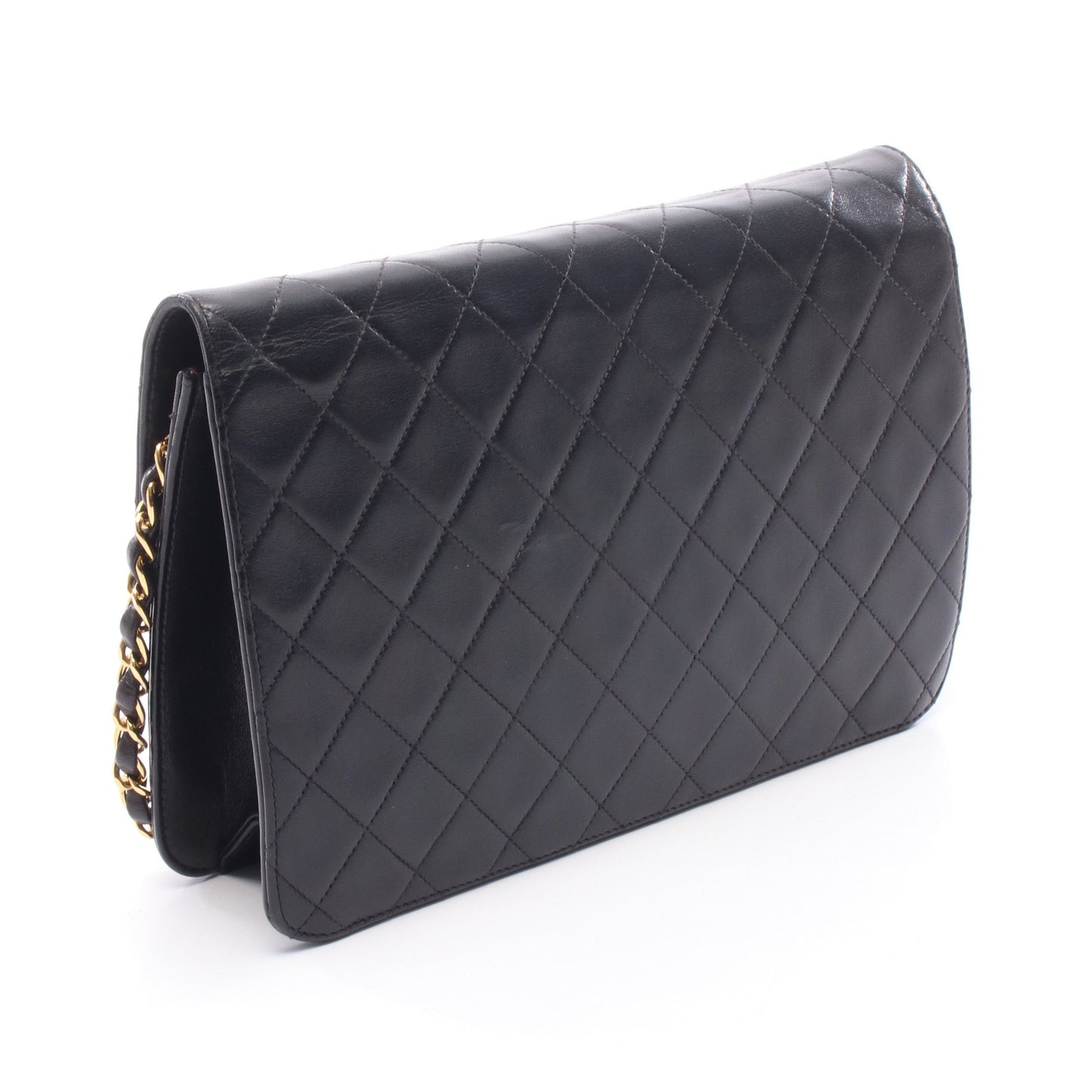 マトラッセ チェーンショルダーバッグ ラムスキン ブラック ゴールド金具 プッシュロック シャネル バッグ CHANEL