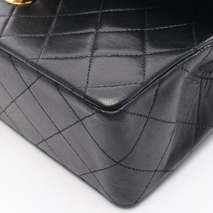 マトラッセ Wフラップ Wチェーンショルダーバッグ ラムスキン ブラック ゴールド金具 シャネル バッグ CHANEL