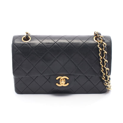 マトラッセ Wフラップ Wチェーンショルダーバッグ ラムスキン ブラック ゴールド金具 シャネル バッグ CHANEL