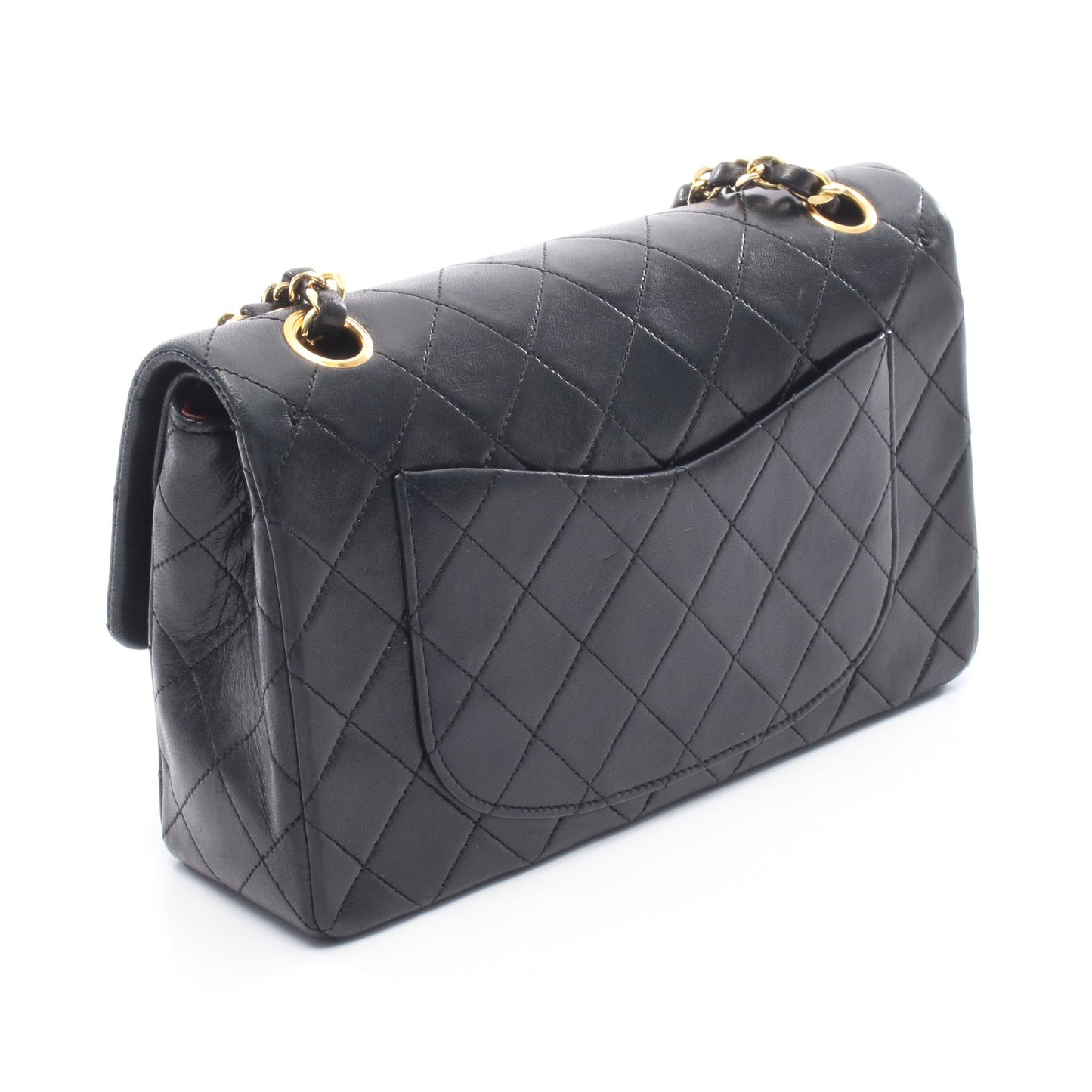 マトラッセ Wフラップ Wチェーンショルダーバッグ ラムスキン ブラック ゴールド金具 シャネル バッグ CHANEL
