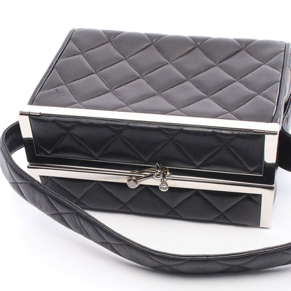 マトラッセ バニティバッグ ハンドバッグ ラムスキン ブラック シルバー金具 シャネル バッグ CHANEL