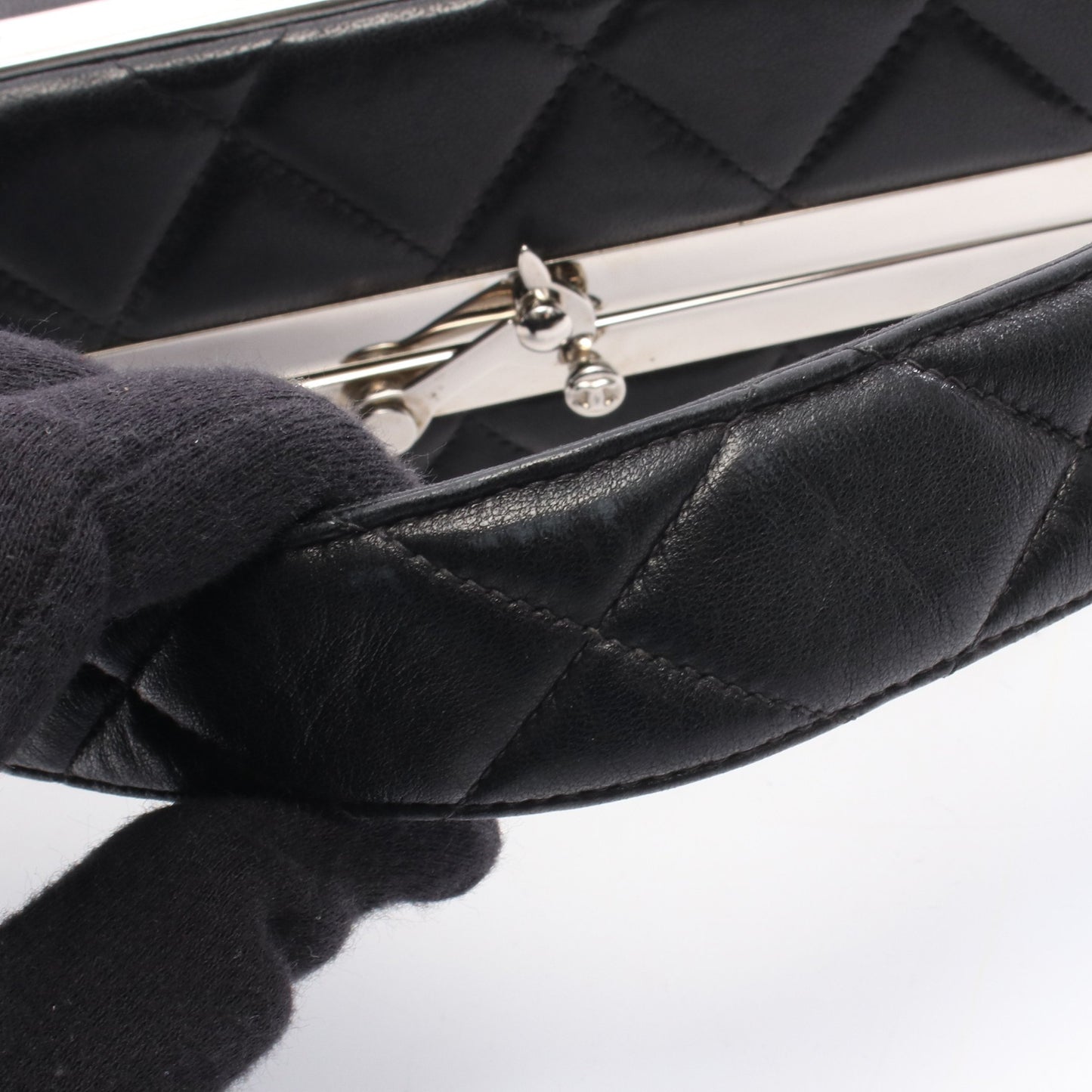 マトラッセ バニティバッグ ハンドバッグ ラムスキン ブラック シルバー金具 シャネル バッグ CHANEL