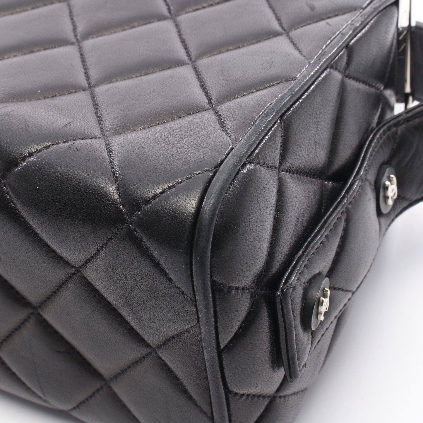 マトラッセ バニティバッグ ハンドバッグ ラムスキン ブラック シルバー金具 シャネル バッグ CHANEL