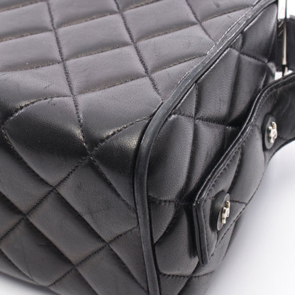 マトラッセ バニティバッグ ハンドバッグ ラムスキン ブラック シルバー金具 シャネル バッグ CHANEL