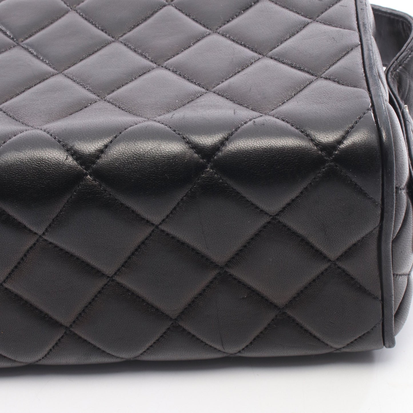 マトラッセ バニティバッグ ハンドバッグ ラムスキン ブラック シルバー金具 シャネル バッグ CHANEL