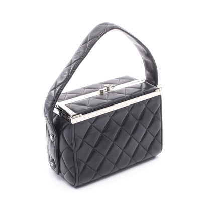 マトラッセ バニティバッグ ハンドバッグ ラムスキン ブラック シルバー金具 シャネル バッグ CHANEL