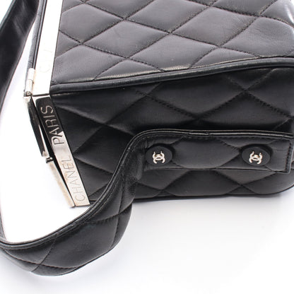 マトラッセ バニティバッグ ハンドバッグ ラムスキン ブラック シルバー金具 シャネル バッグ CHANEL