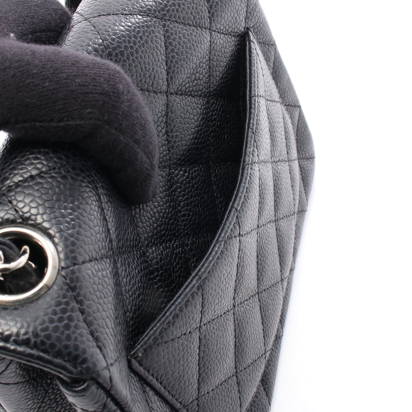 ミニマトラッセ チェーンショルダーバッグ キャビアスキン ブラック シルバー金具 シャネル バッグ CHANEL