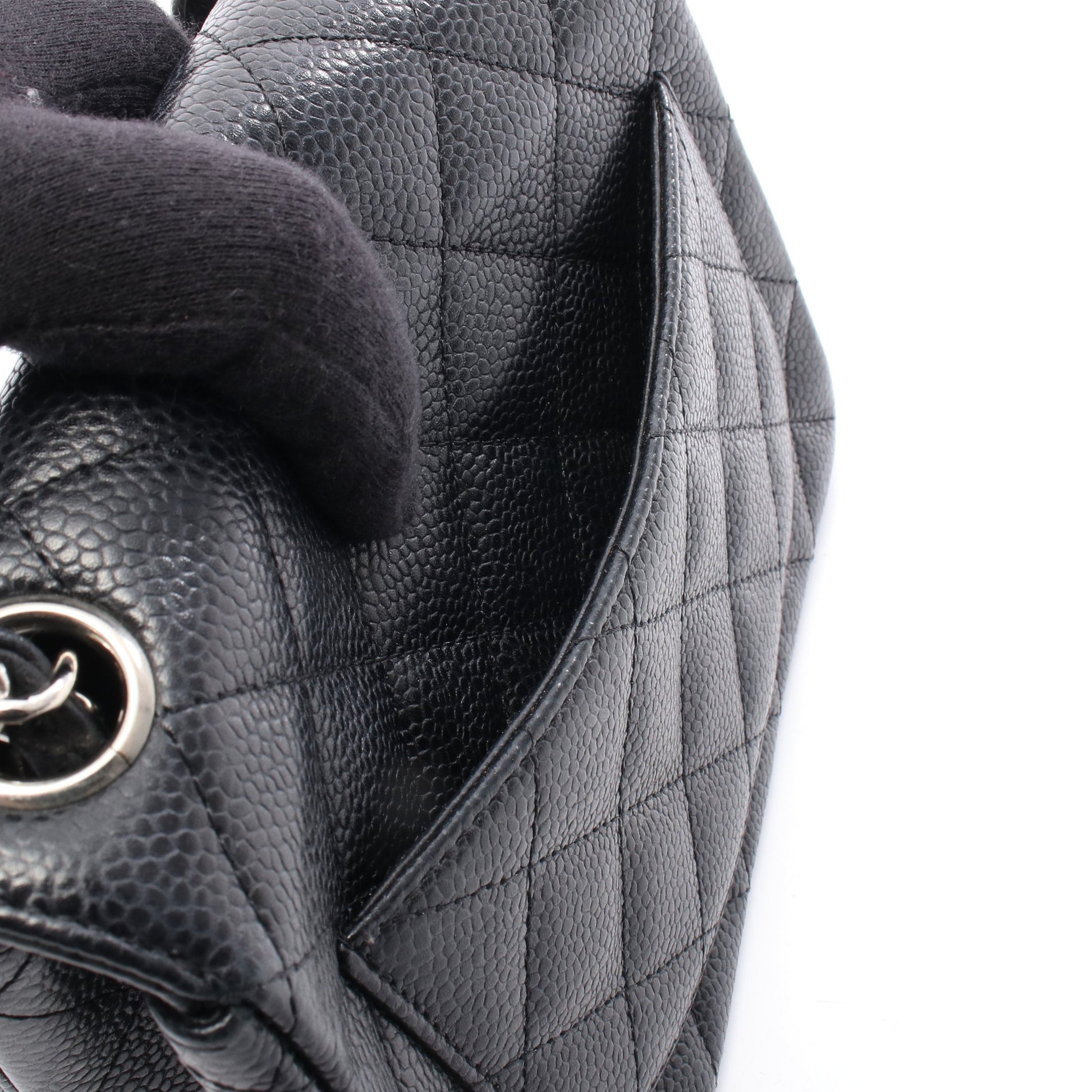 ミニマトラッセ チェーンショルダーバッグ キャビアスキン ブラック シルバー金具 シャネル バッグ CHANEL
