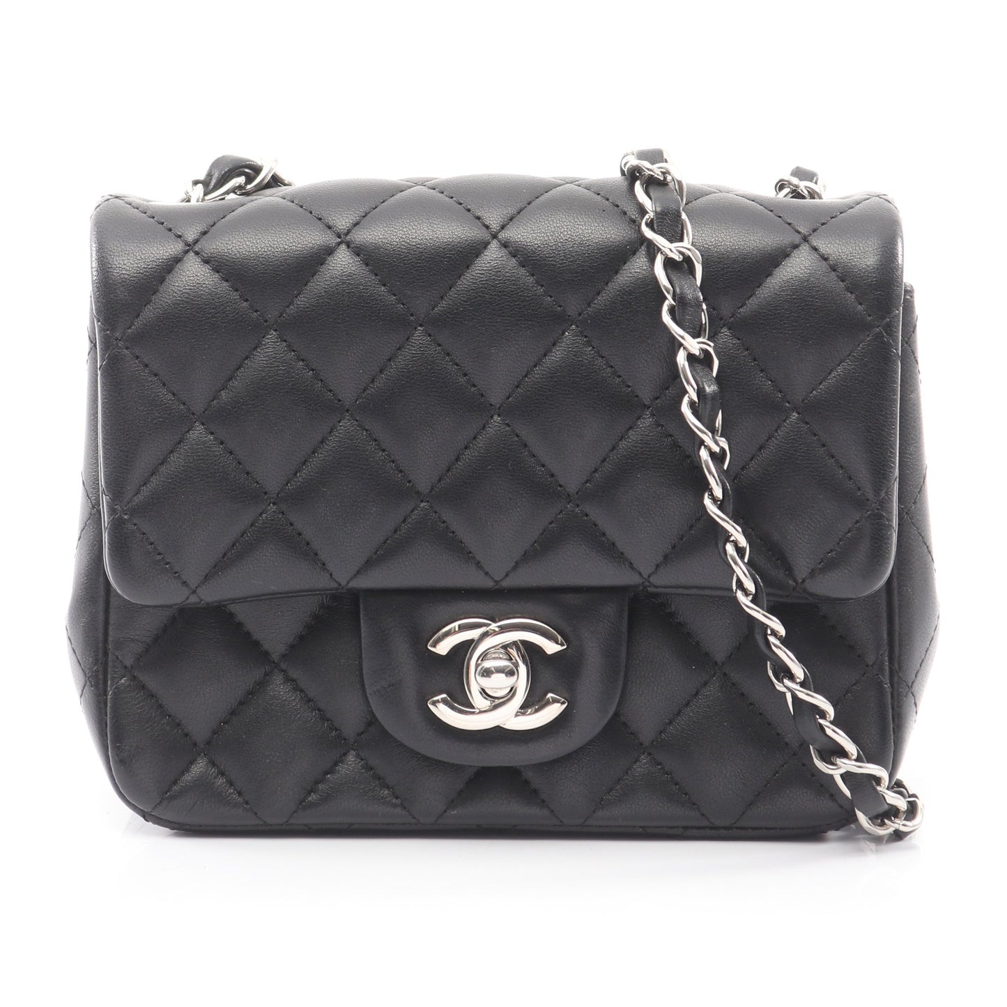 ミニマトラッセ チェーンショルダーバッグ ラムスキン ブラック シルバー金具 シャネル バッグ CHANEL