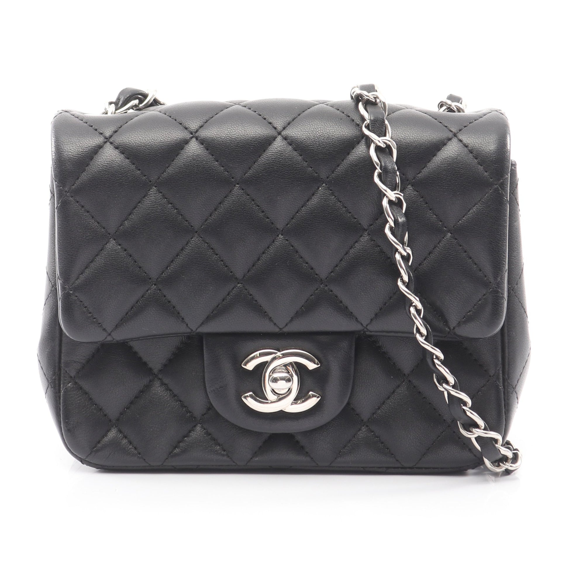 ミニマトラッセ チェーンショルダーバッグ ラムスキン ブラック シルバー金具 シャネル バッグ CHANEL