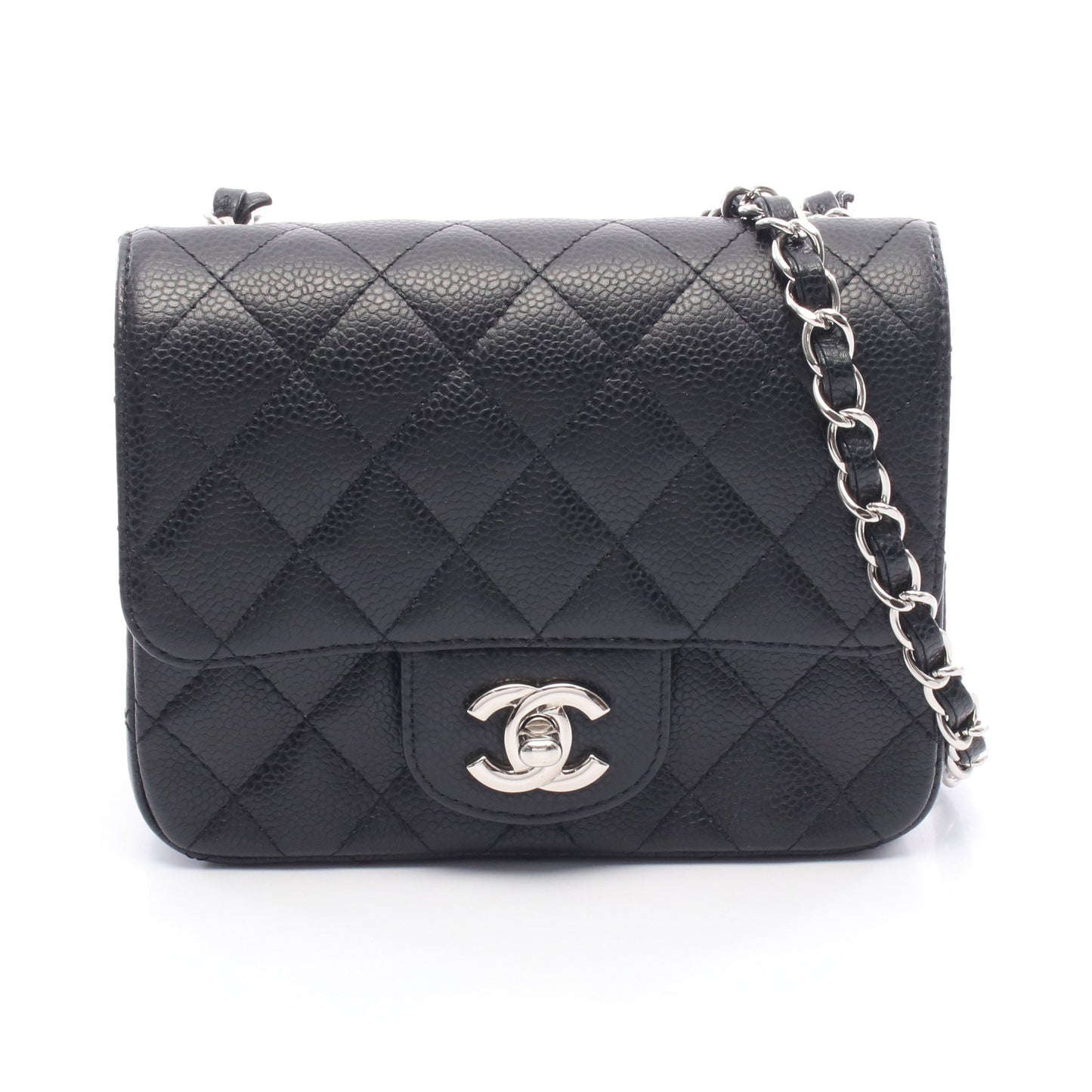 ミニマトラッセ チェーンショルダーバッグ キャビアスキン ブラック シルバー金具 シャネル バッグ CHANEL