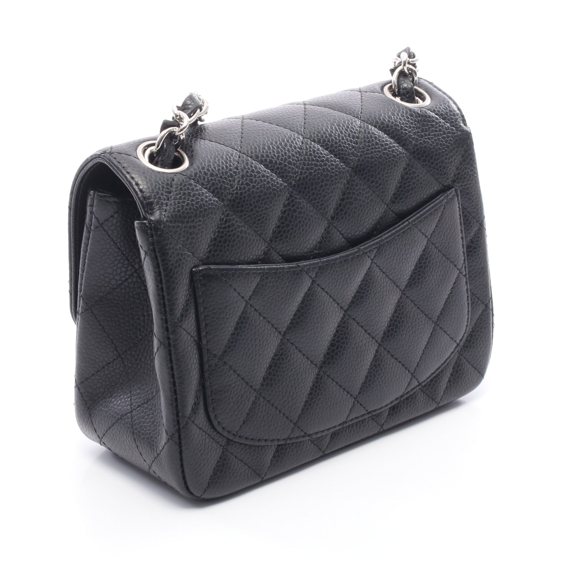 ミニマトラッセ チェーンショルダーバッグ キャビアスキン ブラック シルバー金具 シャネル バッグ CHANEL