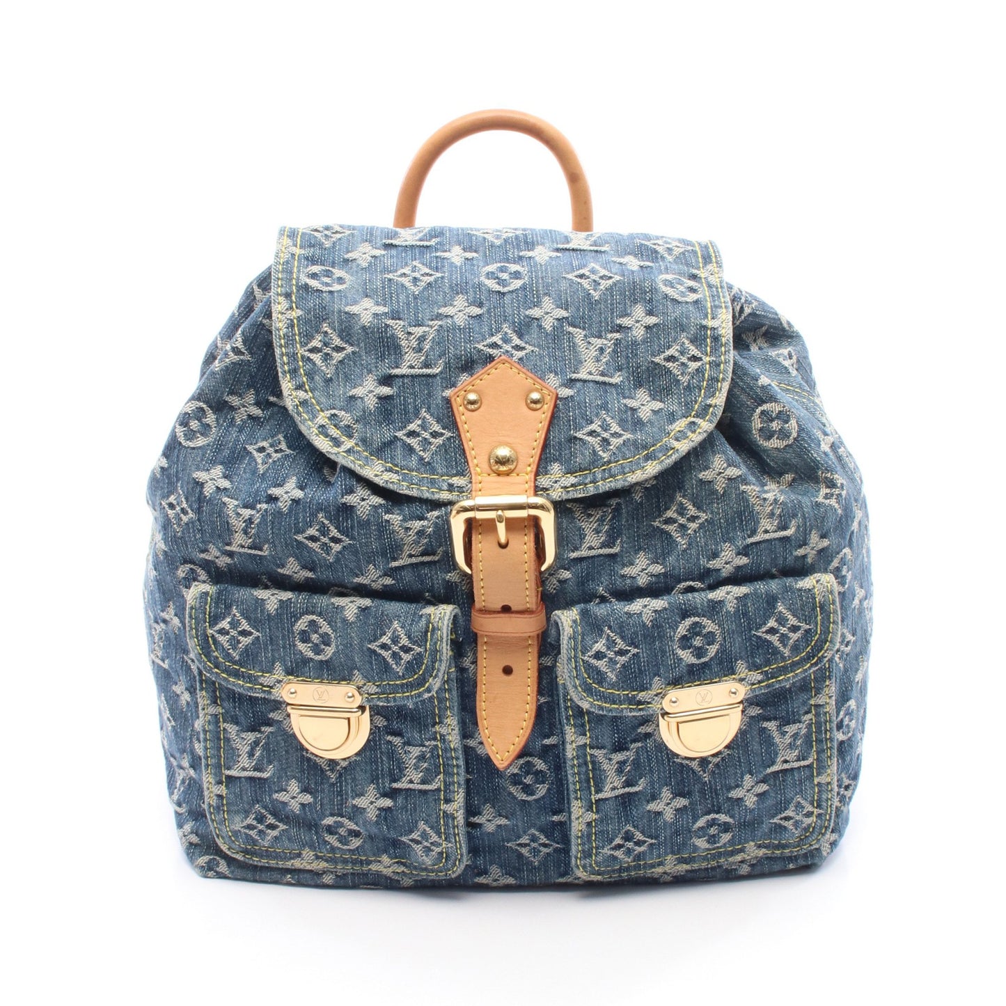 サックアドGM モノグラムデニム バックパック リュックサック デニム レザー ブルー ルイヴィトン バッグ LOUIS VUITTON