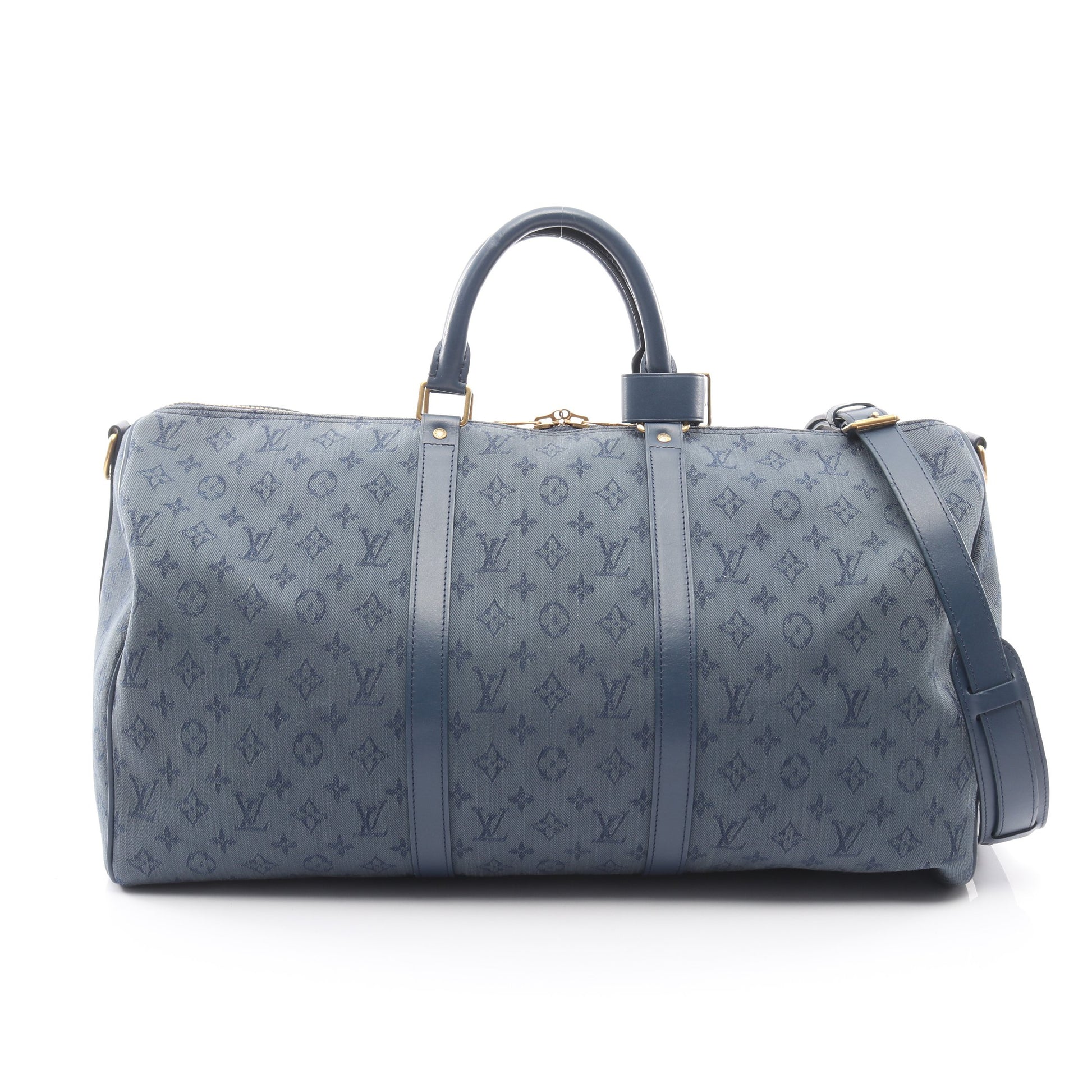 キーポル バンドリエール50 モノグラムデニム ボストンバッグ デニム ネイビー 2WAY ルイヴィトン バッグ LOUIS VUITTON