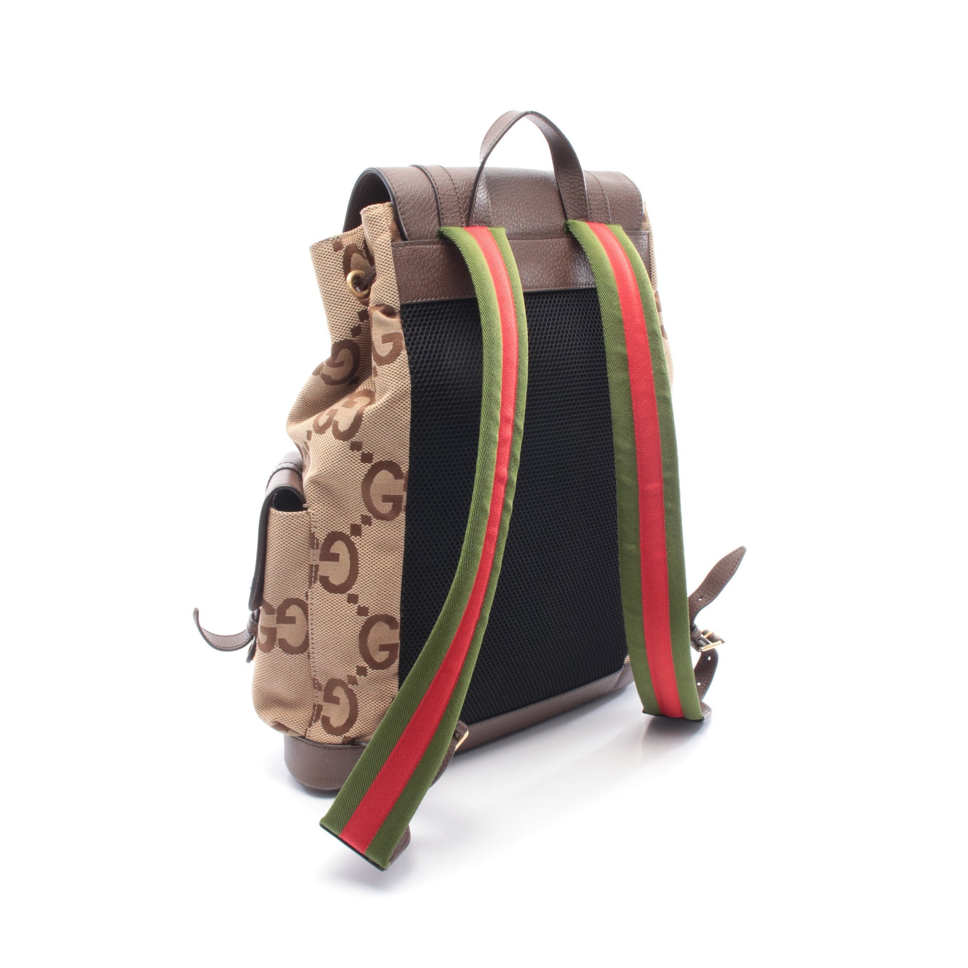 ジャンボGG バックパック リュックサック キャンバス レザー ベージュ ブラウン グッチ バッグ GUCCI