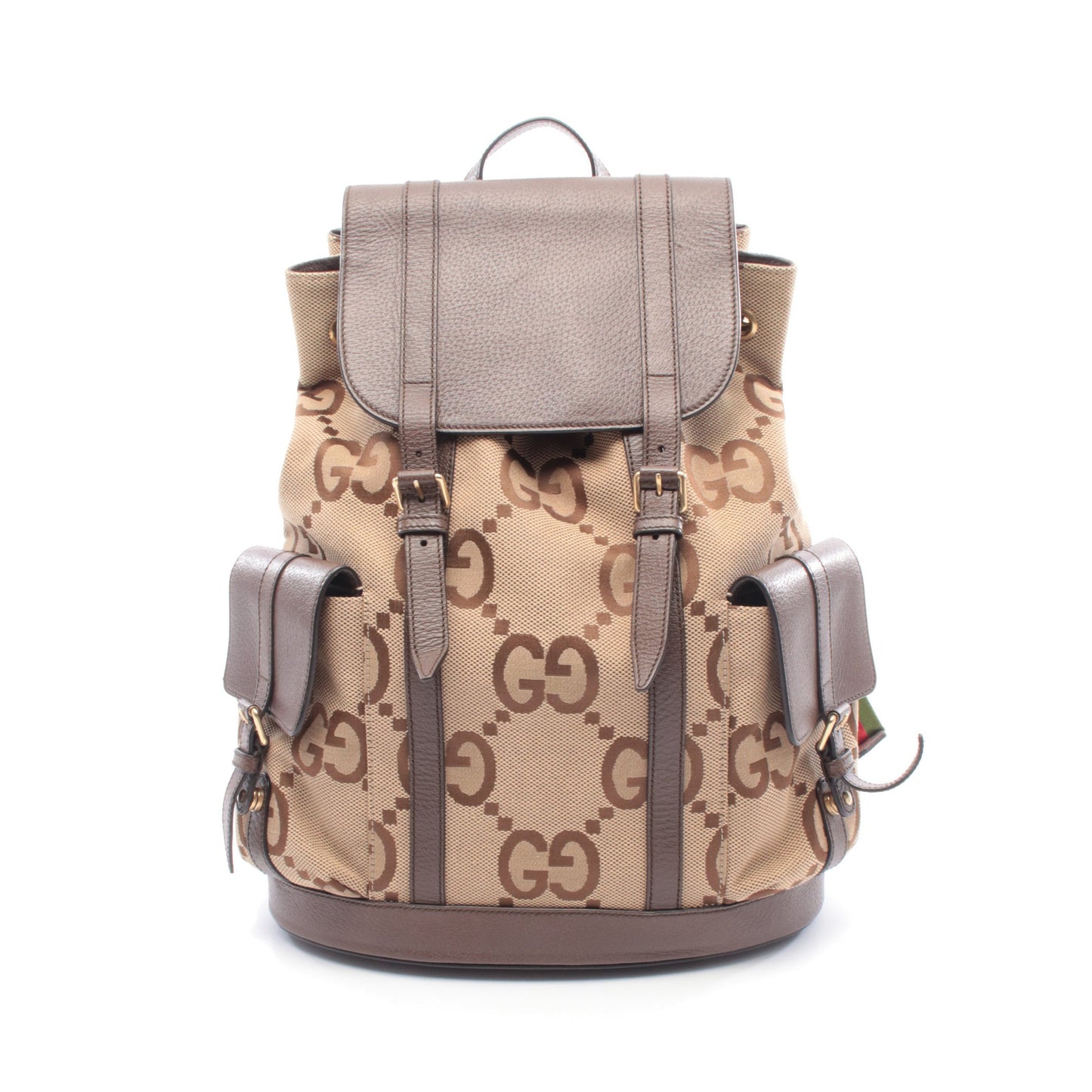 ジャンボGG バックパック リュックサック キャンバス レザー ベージュ ブラウン グッチ バッグ GUCCI