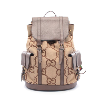 ジャンボGG バックパック リュックサック キャンバス レザー ベージュ ブラウン グッチ バッグ GUCCI