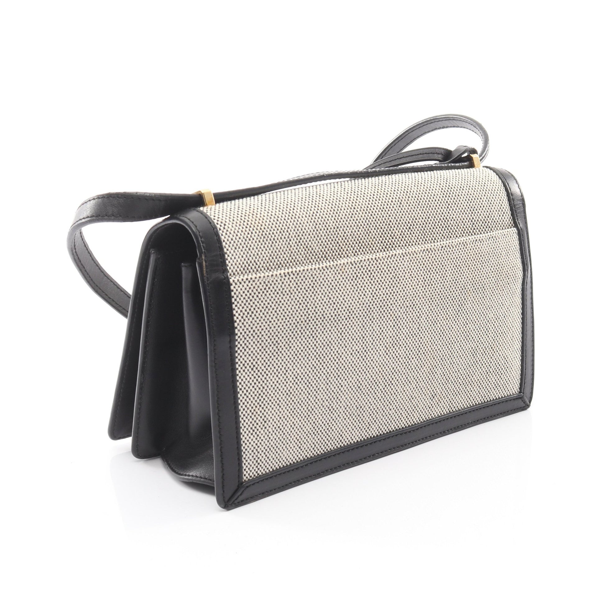 バルセロナ ショルダーバッグ キャンバス レザー ブラック アイボリー ロエベ バッグ LOEWE