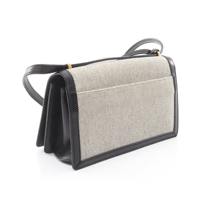 バルセロナ ショルダーバッグ キャンバス レザー ブラック アイボリー ロエベ バッグ LOEWE