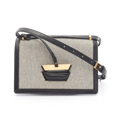 バルセロナ ショルダーバッグ キャンバス レザー ブラック アイボリー ロエベ バッグ LOEWE