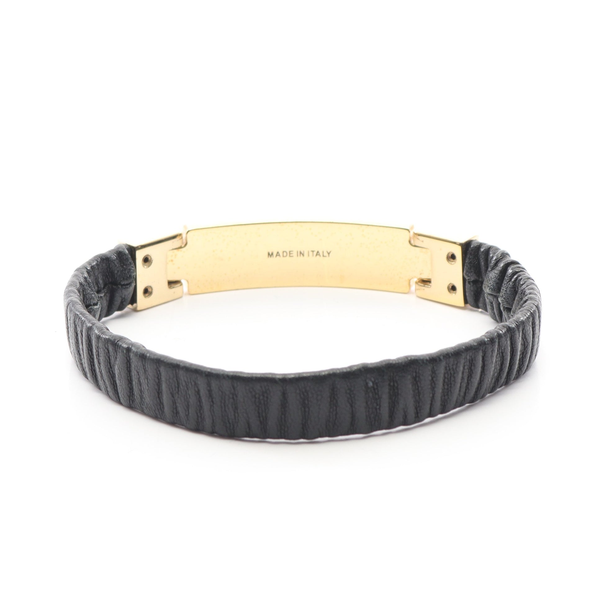 ロゴ ブレスレット レザー GP ブラック ゴールド ミュウミュウ アクセサリー miu miu